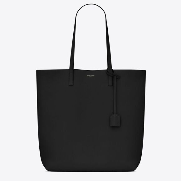 SAINT LAURENT North/South Leather Shopping Bag Tote w/ pouch - Picture 2 of 16